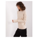 Light beige knitted women's sweater with cable pattern