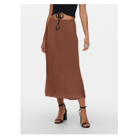 Brown Ladies Satin Maxi Skirt ONLY Mayra - Ladies