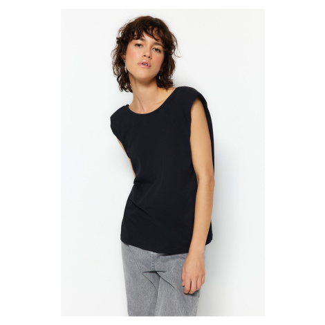 Trendyol Black More Sustainable 100% Organic Cotton Decollete Basic Knitted T-Shirt