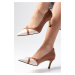 Mio Gusto Felice Taba Beige Color Blunt Pointed Toe Women's High Heel Shoes