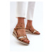 Women's wedge sandals with a knitted brown star