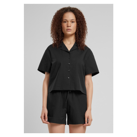 Women's Seersucker shirt - black Urban Classics