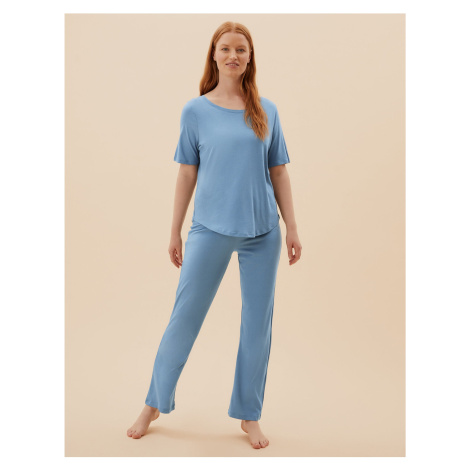 Sada 2 ks pyžamových nohavíc z bavlny a modalu Marks & Spencer modrá