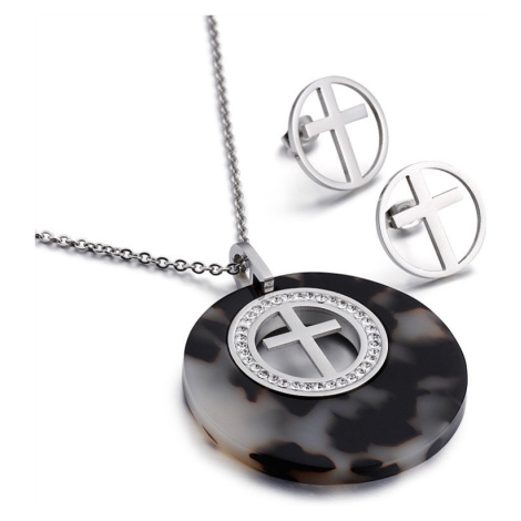 Sada šperkov z ocele I Believe Čierno strieborný