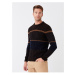 LC Waikiki Crew Neck Long Sleeve Color Block Men's Knitwear Sweater