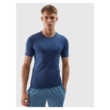 Men's slim sports T-shirt made of recycled 4F materials - denim