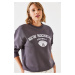 Bianco Lucci Women's Triple Thread Raised Rochelle Text Printed Sweatshirt MBHS001