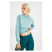 Trendyol Mint Stand Collar Scuba Crop Knitted Sweatshirt