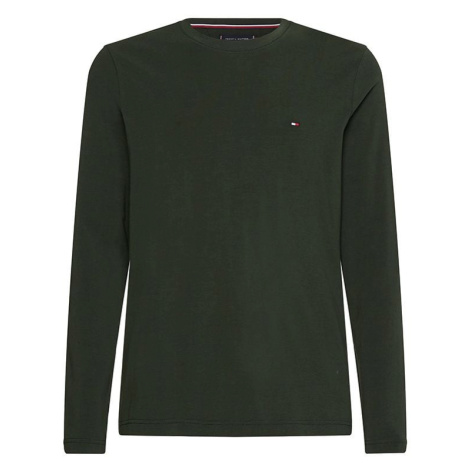 Tommy Hilfiger Tričko - STRETCH SLIM FIT LONG SLEEVE TEE zelené