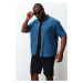 Trendyol Indigo Regular Fit Comfy Large Collar Basic Plus Size Shirt