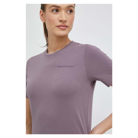 Bavlnené tričko Peak Performance fialová farba