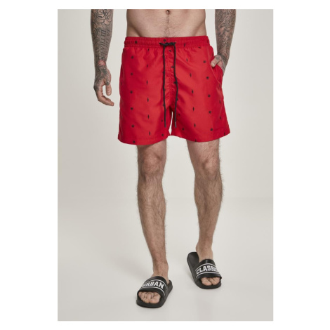 Men's swimwear with embroidery red Urban Classics