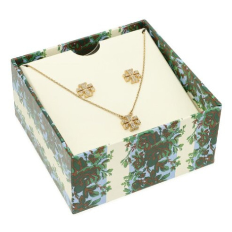 Tory Burch Set náhrdelník a náušnice Kira Pave Pendant And Stud Earring Set 145510 Zlatá