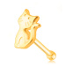 Zlatý 9K piercing do nosa - mačička so zdvihnutým chvostíkom