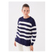 LC Waikiki Crew Neck Striped Long Sleeve Oversize Women's Knitwear Sweater