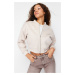 Trendyol Stone Oversize Suede Bomber Jacket Coat