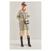 Bianco Lucci Women's V-Neck Striped Sweater Dress with Side Slits.
