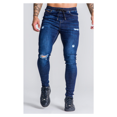 GIANNI KAVANAGH - Medium Blue Jeans With GK Label Detail