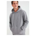 GRIMELANGE Jorge Men's Soft Hooded Organic Cotton Kangaroo Pocket Regular Light Gray Sweatshirt