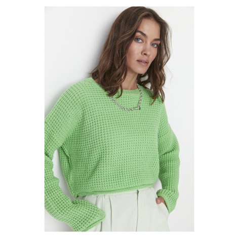 Trendyol Green Crop Pletený sveter