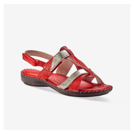 Dvojfarebné kožené sandále, červené Blancheporte