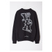 Trendyol Black Oversize/Wide Cut Letter Printed Sweatshirt