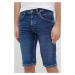 Rifľové krátke nohavice Pepe Jeans Track pánske, tmavomodrá farba