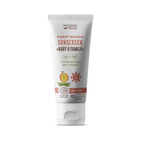 Wooden Spoon Opaľovacie telové mlieko mango Baby & Family SPF 50