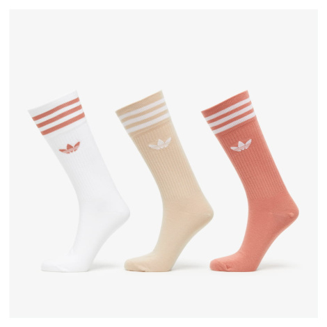adidas Originals Solid Crew Socks 3 Pairs biele/béžové/hnedé