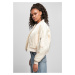 Women's Short Oversized Satin Bomber Jacket Whitesand