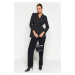 Trendyol Black Regular Tie Detailed Woven Blazer Jacket