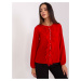 Red formal blouse with round neckline