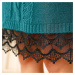 Blancheporte Pulóvrové šaty s čipkovanými detailmi, kašmírové na dotyk smaragdová