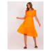 Fluo orange airy midi dress with folds