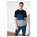 Trendyol Navy Blue Color Block Knitted Pyjama Set