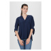 Blúzka - TOMMY HILFIGER FALLEEN BLOUSE 3/4 SLV tmavomodrá