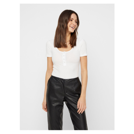 White Ribbed T-Shirt Pieces Kitte - Women
