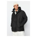 Trendyol Black Oversize Fit Hooded Water and Wind Resistant Lightweight Quilted Coat