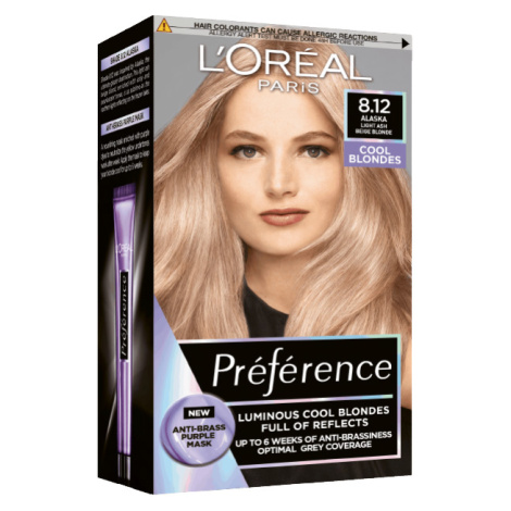 L'Oréal Paris Préférence permanentná farba 8.12 Alaska Chladná svetlá blond 192 ml