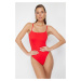 Trendyol Red Square Collar Regular Swimsuit