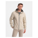 Ombre Men's SOFTSHELL jacket with fleece center - sand