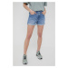 Rifľové krátke nohavice Pepe Jeans Mable Short dámske, jednofarebné, stredne vysoký pás
