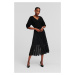 Sukňa Karl Lagerfeld Diagonal Mesh Pleated Skirt Black