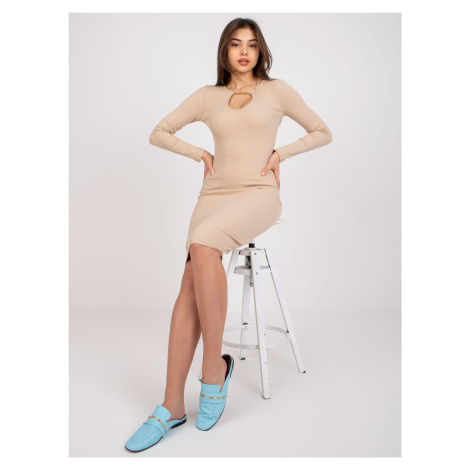 Beige ribbed dress by Risa