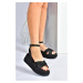 Fox Shoes Black Thick-soled Women's Daily Sandals