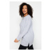 Trendyol Curve Gray Slit Detailed Thin Knitted Sweatshirt