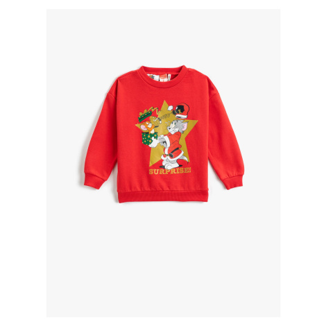 Koton Christmas Theme Tom and Jerry Printed Sweatshirt Licensed