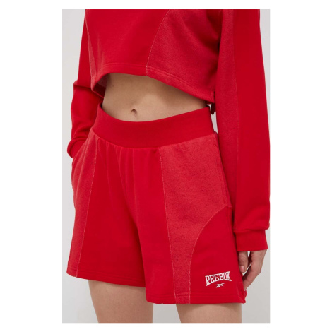 Bavlnené šortky Reebok Classic červená farba, s nášivkou, vysoký pás