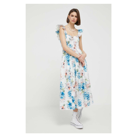 Šaty Abercrombie & Fitch biela farba, midi, áčkový strih