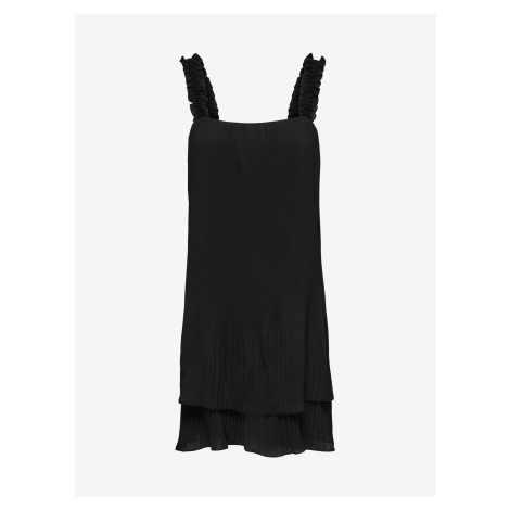 Čierne krátke plisované šaty na ramienka Jacqueline de Yong Lila JDY